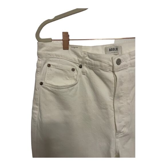 Agolde Riley High Rise Straight Leg Cropped Jeans Stretch Denim White Size 32 - Picture 6 of 16